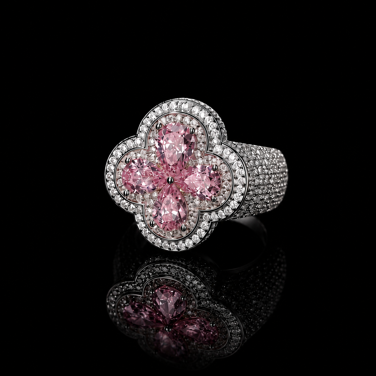 VVS1 Mosaic pink ring - White Gold