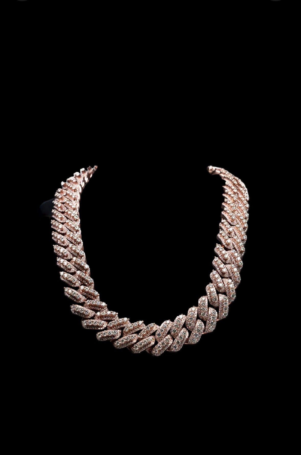 Raised Pointed - Rose Gold Cuban Chain