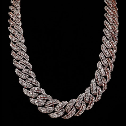 Raised Pointed - Rose Gold Cuban Chain