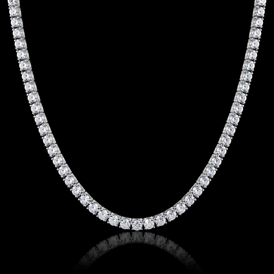 White Gold Tennis Chain - 4mm